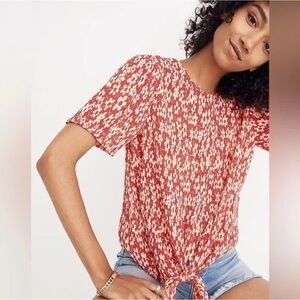 ⭐️ Madewell Floral Puff Sleeve Tie Front Blouse XL